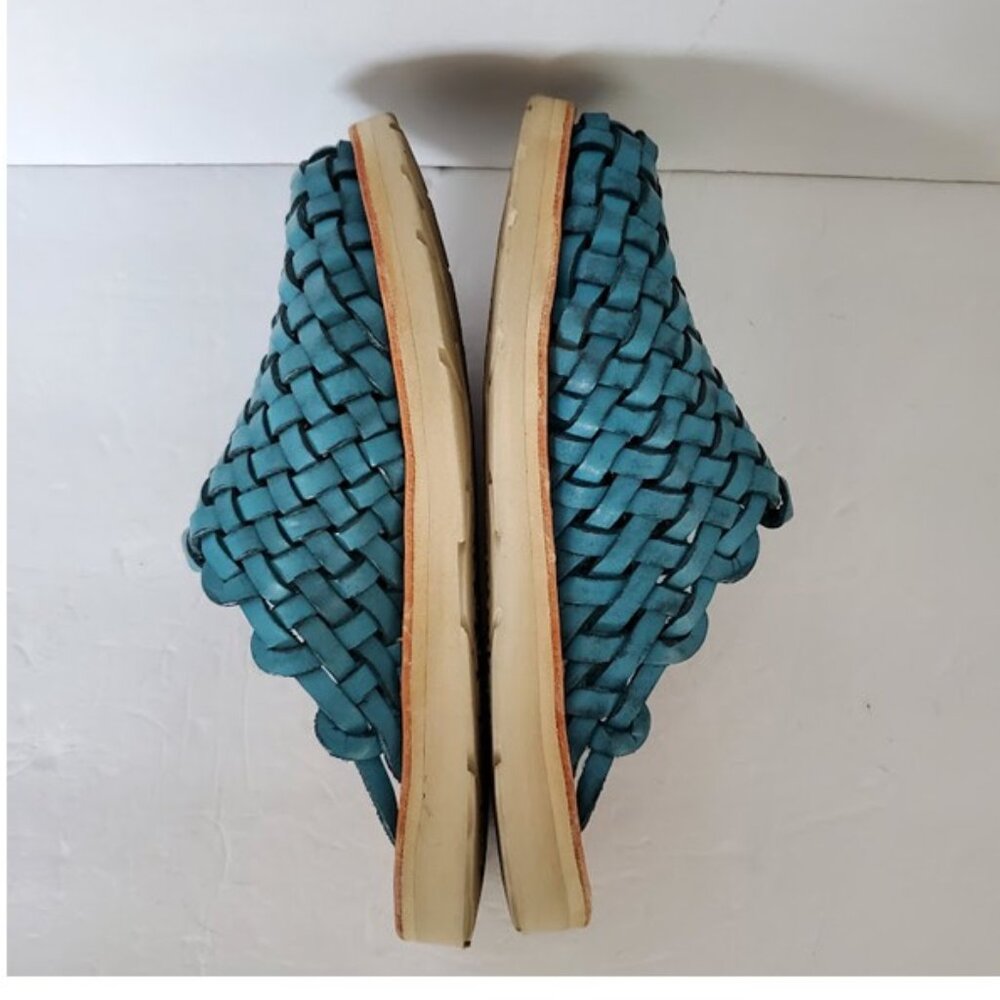 Huarache Mules by Brand X Huaraches Blue Handwoven Leather Size 6 Shoes Sandals - Picture 5 of 12